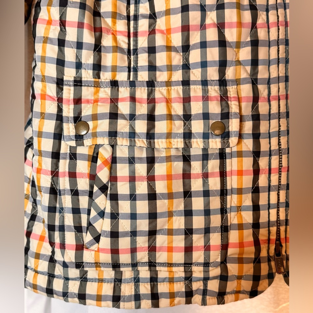 TALBOTS Petite Quilted Plaid Zip Front Light Jacket - Picture 4 of 12